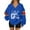 Blue, variant on Women's Loose and Comfortable Letter V-Neck Sportswear Long Sleeve Sweatshirt with Football Print for Sporty Style,Navy,2XL