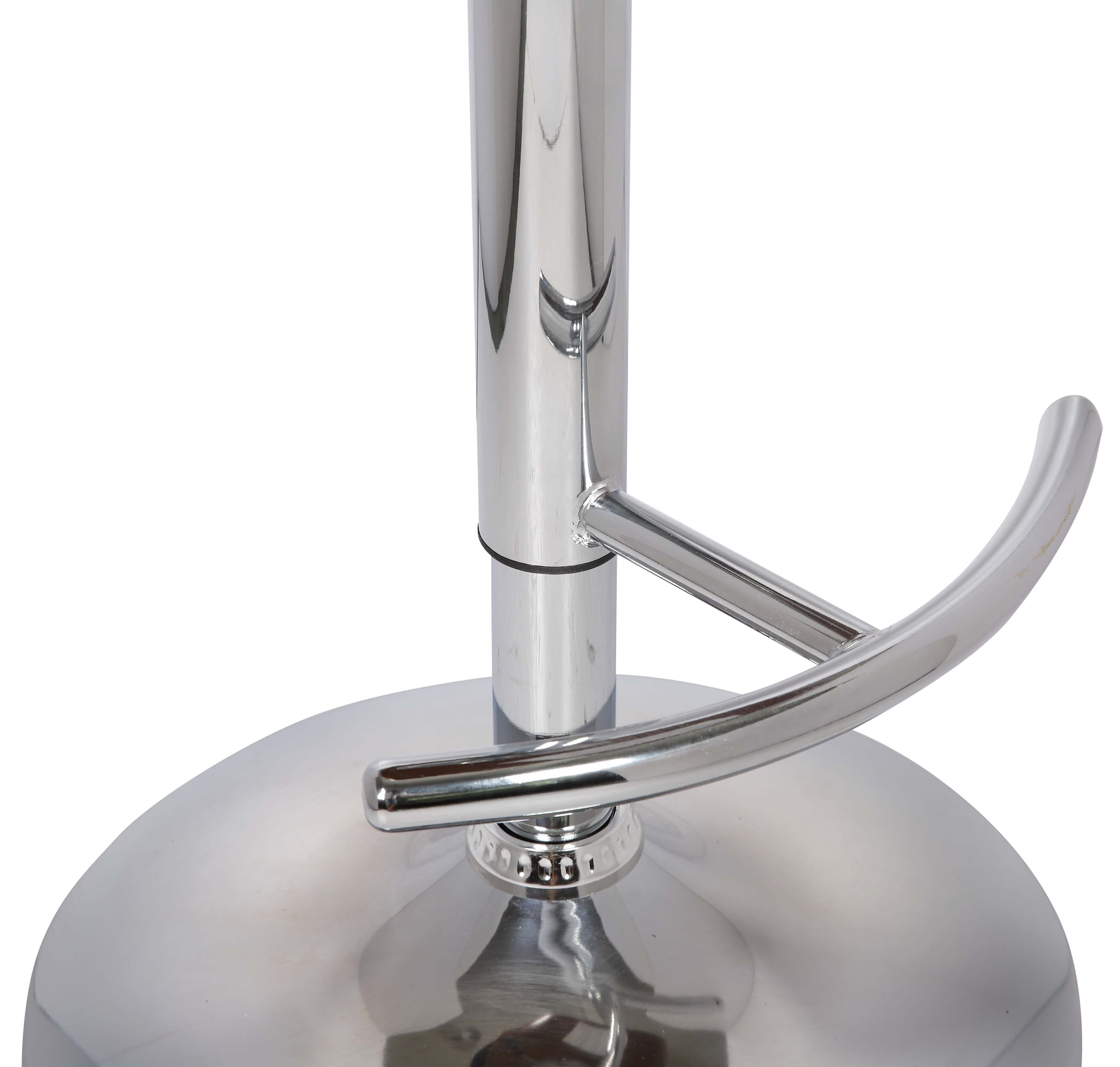 Armen Living Indoor Butterfly Adjustable Height Swivel Black Faux Leather and Walnut Wood Bar Stool with Chrome Base