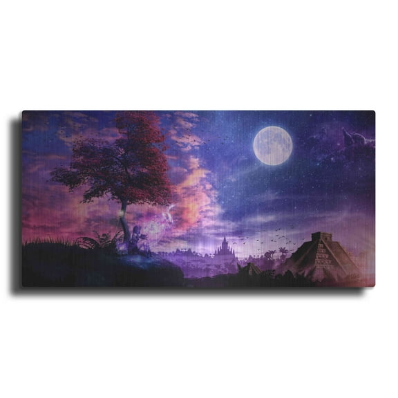 Luxe Metal Art 'A Place for Fairy Tales' by Cameron Gray, Metal Wall Art, 24"x12"