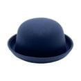 thumbnail image 2 of QLEICOM Womens Hats,Wool Blend Fedora Hat for Men and Women with Patch Detail and Rol Brim for Smart Casual Occasion Navy, 2 of 3