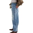 thumbnail image 5 of Womens Low Rise Baggy Barrel Horseshoe Jeans Patchwork Denim Pants with Pockets, 5 of 6
