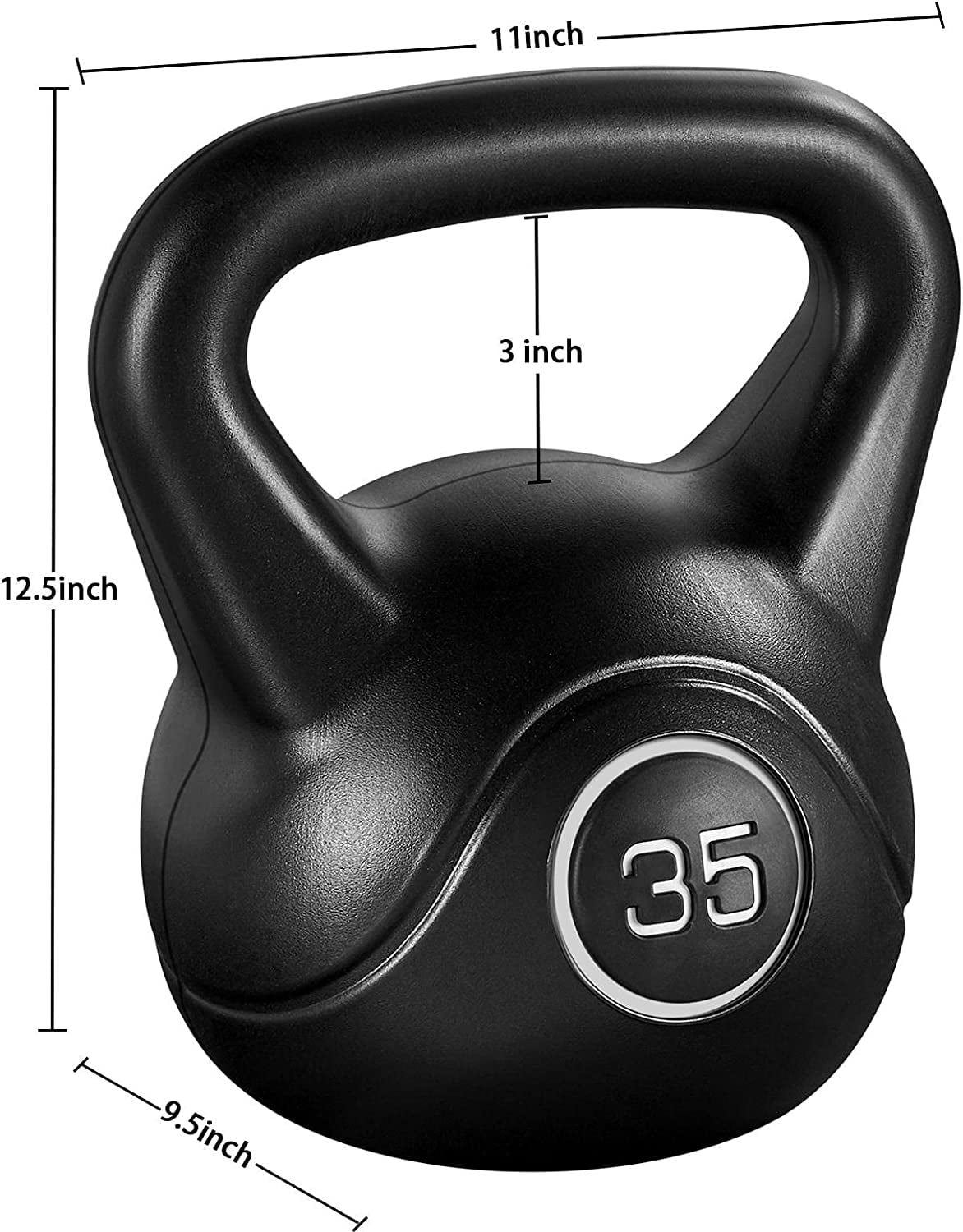 35lbs Kettlebell Weights, Men & Women Home Gym Kettle Bell Exercise & Fitness Equipment w/Wide Flat Base & Textured Grip for Strength Training