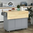 thumbnail image 4 of EUROCO Rolling Mobile Kitchen Island with Solid Wood Top and Locking Wheels, Storage Cabinet and Drop Leaf Breakfast Bar, Towel Rack & Drawers, Gray, 4 of 19