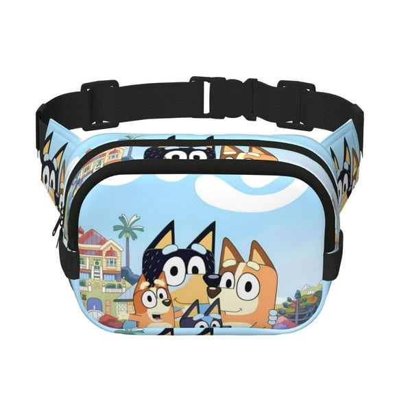 Kowoue Bluey Pattern Square Double Layer Waist Bag – Belt Bag with Adjustable Strap, Outdoor Waist Pack , Belt Bag with Multiple Compartments