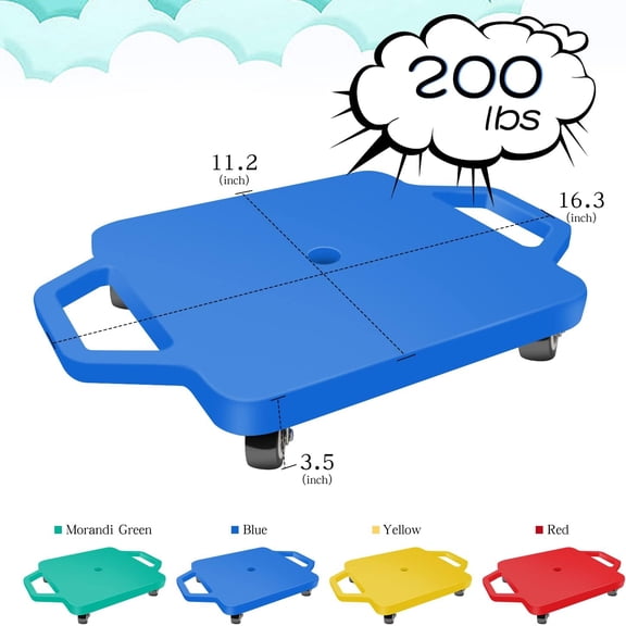 Colorful Scooter Board Set with Handles for Kids - 4-Color Floor Scooter for Gym & Backyard Use