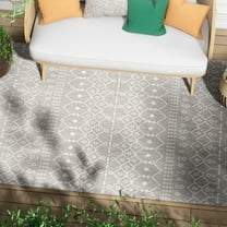 Well Woven Nors 7'10" x 9'10" Indoor / Outdoor Light Grey Lattice Area Rug