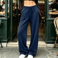 thumbnail image 2 of Ozmmyan Womens Fleece Wide Leg Sweatpants for Womens Drawstring Elastic Waist Baggy Lounge Pants with Pockets, 2 of 5