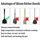 thumbnail image 3 of Juego de 4 utensilios de cocina de silicona, juego de utensilios de cocina de silicona, espátula, espumadera, cucharón y cuchara, espátula, juego de utensilios de cocina antiadherentes, 3 of 7