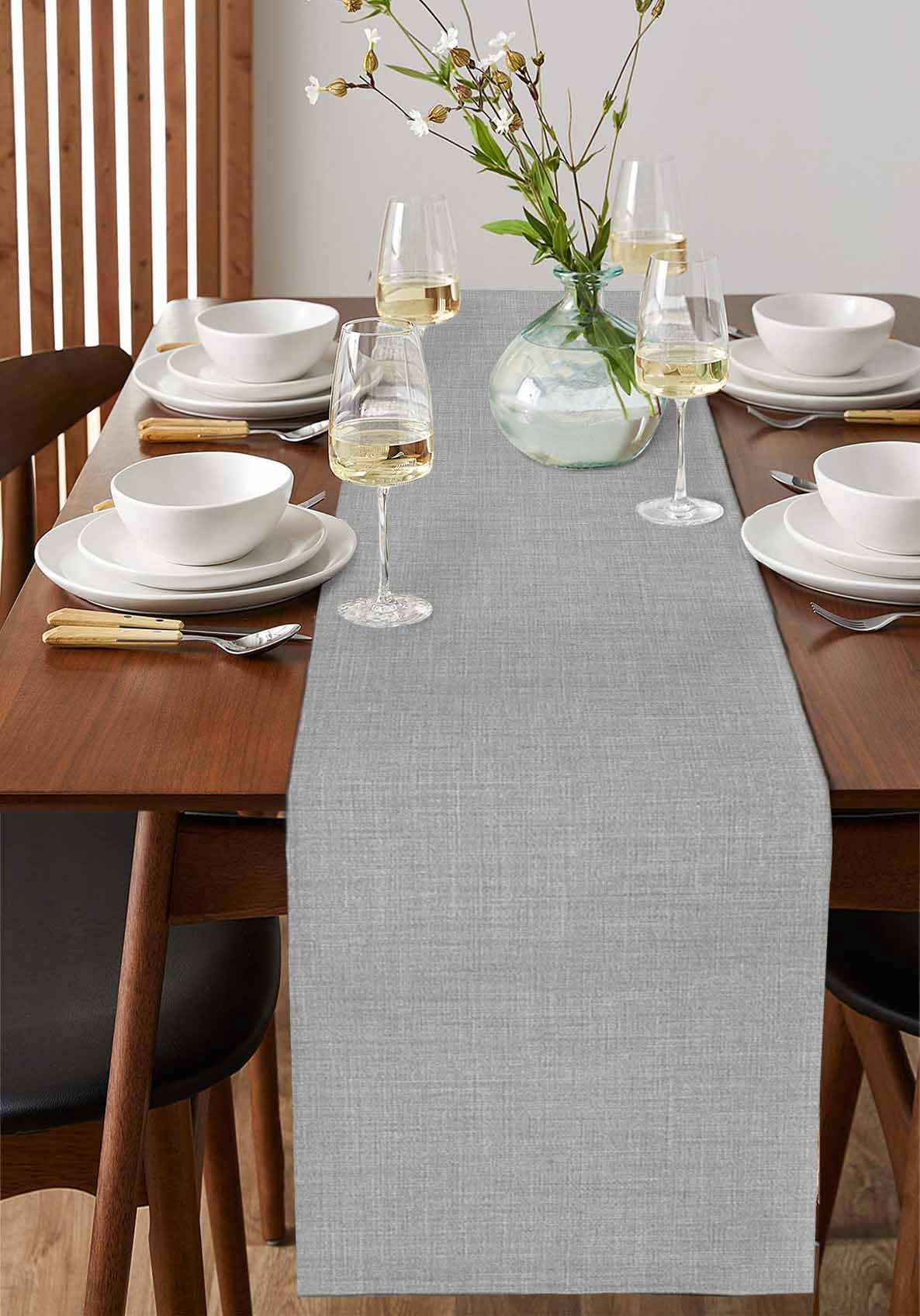 nqOlkjepod Grey Burlap Texture Table Runner 120 Inches Long Farmhouse Dress Scarves, Farmhouse Vintage Gray Dining Tablerunner for Coffee Table/Kitchen Island/Party Décor, 13" x 120"