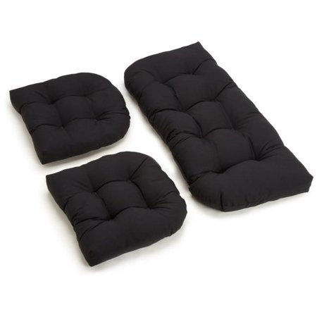 

Blazing Needles 93180-S3-TW-BK U-Shaped Twill Tufted Settee Cushion Set Black - Set of 3