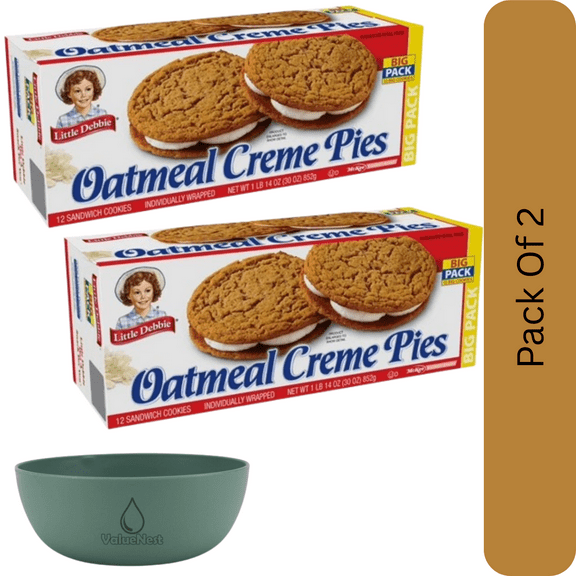Little Debbie Big Pack Oatmeal Crème Pies – 12 Individually Wrapped Sandwich Cookies, 30 oz Box-2