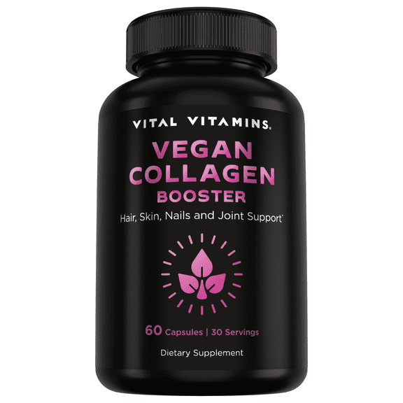Vital Vitamins Vegan Collagen Booster - with Hyaluronic Acid - Hair, Skin, Nails & Joints - 60 Ct