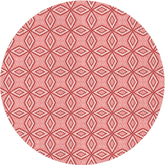 Ahgly Company Machine Washable Indoor Round Transitional Pastel Pink Area Rugs, 7' Round