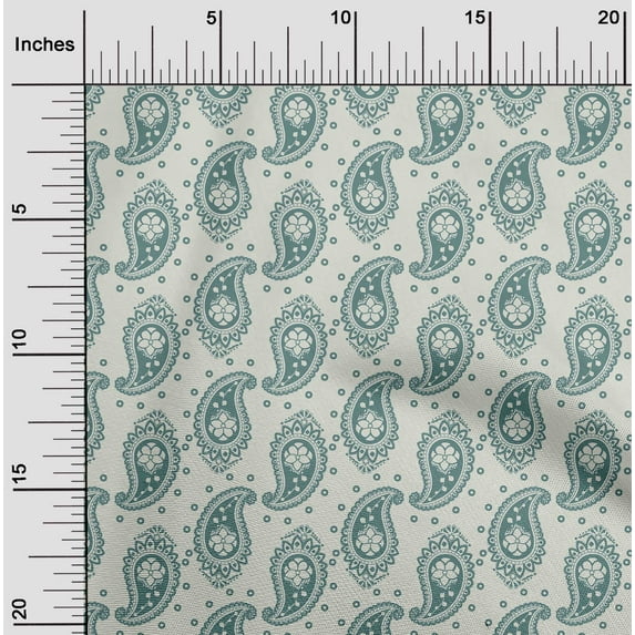 oneOone Cotton Flex Mint Fabric Paisleys Fabric For Sewing Printed Craft Fabric By The Yard 40 Inch Wide