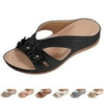 thumbnail image 7 of Ruyang Womens Wedge Sandals Leather: Dressy Sandal, Rubber Sole, Comfortable Walking, Casual Slip on Summer Shoes, Size 6-9.5, 7 of 7