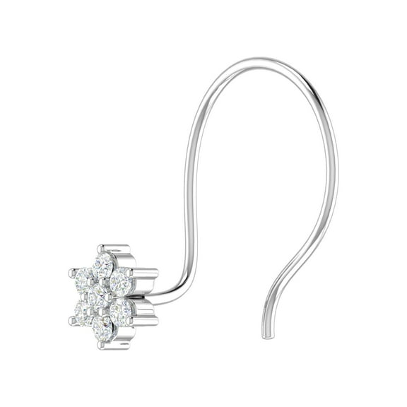 0.04 Carat Diamond Star Nose Pin Stud in 14K White Gold (I1-I2 Clarity)