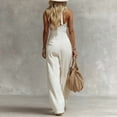 thumbnail image 3 of Morttic Women's Halter Backless Wide-Leg Jumpsuit with Pocket – Sleeveless Button Front Sexy Summer Vacation One Piece White，S, 3 of 4