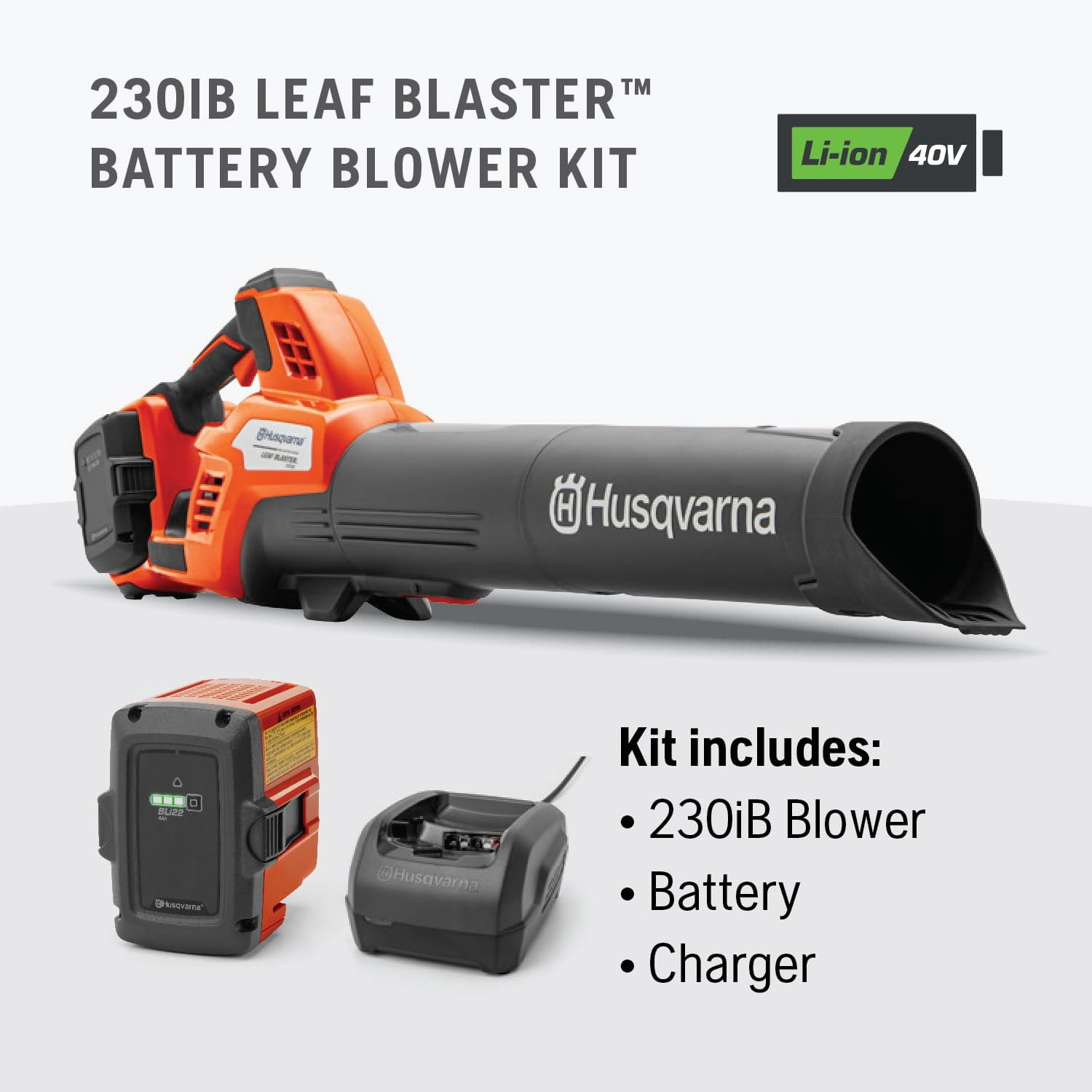 Husqvarna Leaf Blower 230iB Cordless Electric - 136 MPH 650 CFM, 4 Ah Battery, Charger