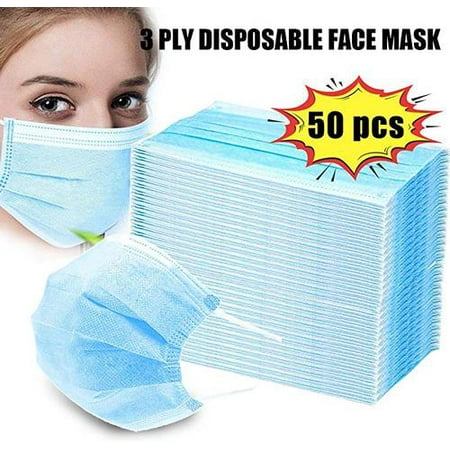 3 Ply Disposable face Massk with Elastic Ear Loops - Massk 50 PCS - Soft & Comfortable Filter Safety Massk for Dust Protection - Protective