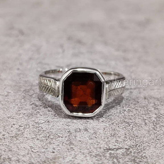 Red Garnet Ring, Silver Jewelry, 925 Silver Ring, Father's Day, AAA Natural Garnet, January Birthstone Ring, Heavy Mens Ring, Spiritual Healing Gemstone, Christmas, Designer Mens Ring