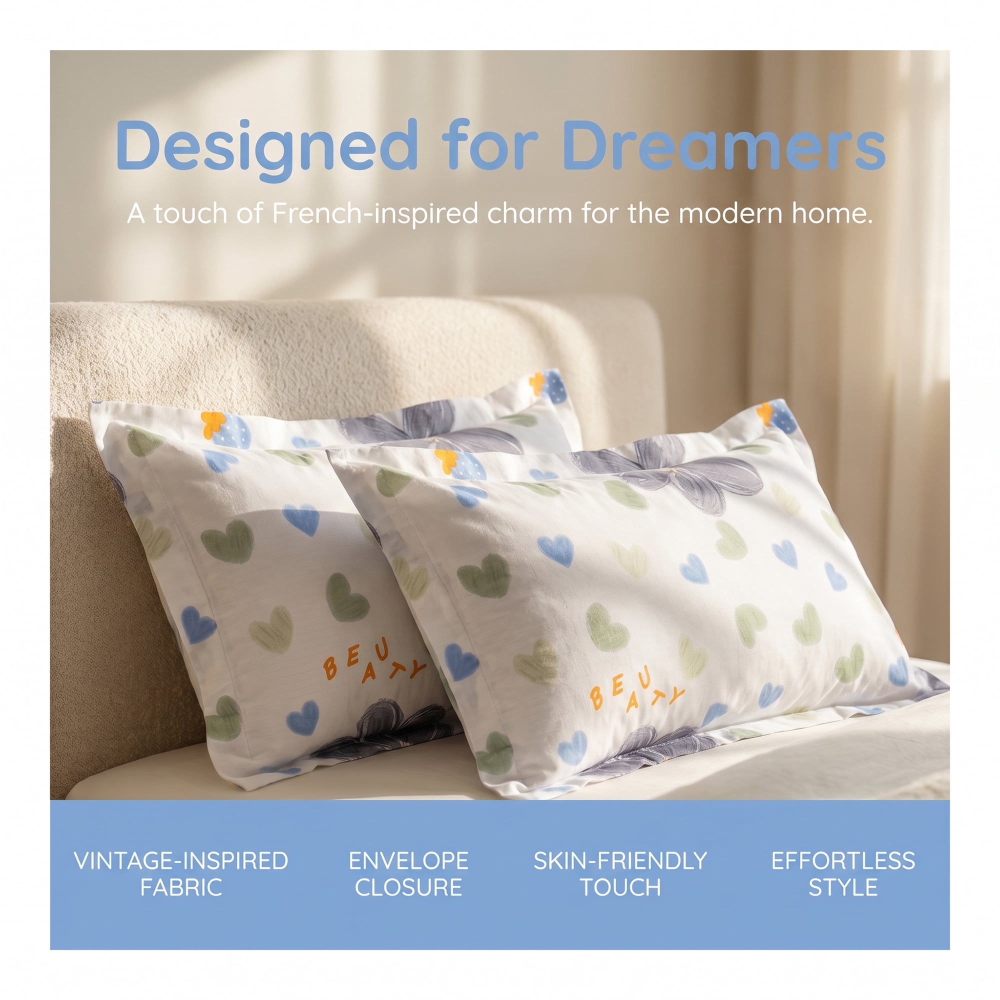 Unique Bargains 2Pcs Cotton Smooth Cooling Pillow Covers Queen Color E