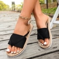 thumbnail image 4 of Rokment Women's Straw Flip Flops Flat Slides Sandals Bohemian Beach Stylish Casual Dress Slip on Lightweight Comfortable Walking Slippers Summer Black Size 6, 4 of 7