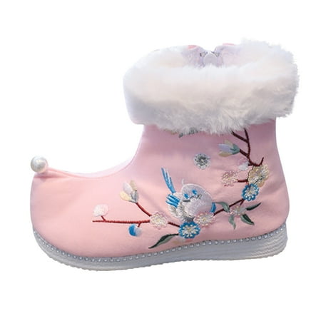 

Youmylove Girls Shoes Warm Cotton Boots Embroidered Boots National Style Boots Princess Cotton Boots Zapatos