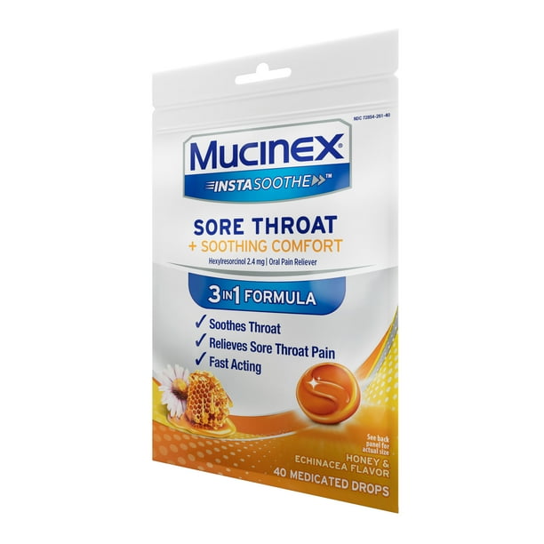 Mucinex Instasoothe Sore Throat Lozenges, Honey & Echinacea Flavor
