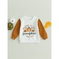 thumbnail image 2 of Toddler Baby Halloween Sweatshirt Long Sleeve Letter Pumpkin Print Contrast Color Pullover, 2 of 7