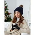 thumbnail image 4 of ‎TACYKIBD Women Winter Knitted Beanie Hat Glove Set Faux Fur Pom Slouchy Hat and Full Finger Knitted Gloves, 4 of 7