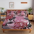thumbnail image 1 of Flower Fitted Sheet Set with Pillowcase 3D Rose Printed Bedding Set Home Bedroom Decor,Queen (60"x80"), 1 of 5