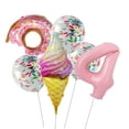 thumbnail image 5 of Juego de globos de aluminio con forma de donuts y helado, 1/6 unidades, números grandes del 0 al 9, para decoración de fiestas de cumpleaños de niñas y niños, 5 of 5