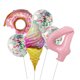 thumbnail image 5 of Juego de globos de aluminio con forma de donuts y helado, 1/6 unidades, números grandes del 0 al 9, para decoración de fiestas de cumpleaños de niñas y niños, 5 of 5