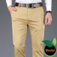 thumbnail image 4 of Pantalones casuales de negocios para hombre, de color 4, de tela modal, rectos, de alta calidad, de marca masculina, azul marino, gris claro, caqui y negro, 4 of 5