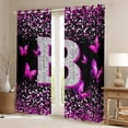 thumbnail image 2 of Feelyou Initial B Letter Curtains Pack of 2 (42x84 Each), Sequin Print Monogrammed Curtains Blackout, Romantic Pink Butterfly Bedroom Curtains, Curtains and Drapes Decor, 2 of 6