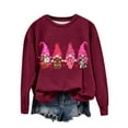 thumbnail image 4 of Penkiiy Womens Christmas Sweatshirts 2024 Cute Gnome Graphic Crewneck Pullover Casual Long Sleeve Tee Shirts Holiday Tops S Wine, 4 of 5