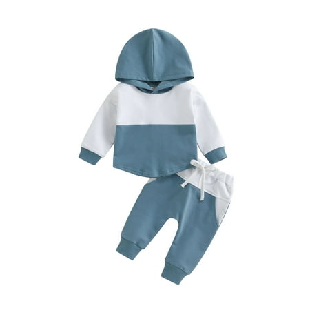 

Wassery Toddler Baby Boys Girls Spring Clothes Checkerboard Sweatshirt Contrast Color Long Sleeve Hoodie Tops Elastic Waist Pants Set 2PCS Outfit 0-3T