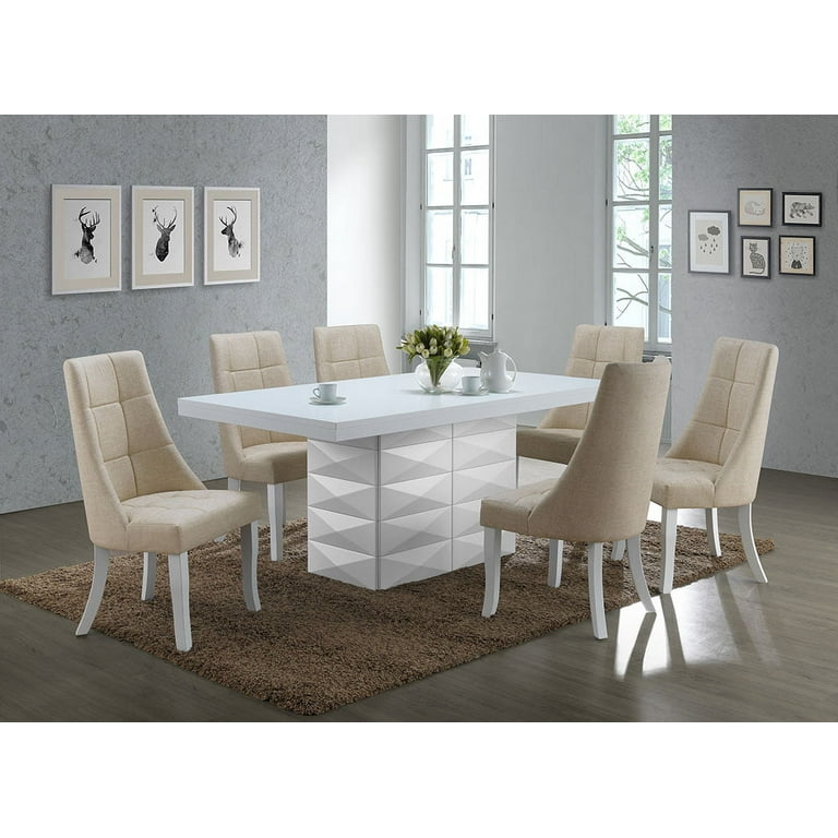 Lexie Parsons Dining Chairs Blue Vinyl Upholstery White Wood Legs Contemporary Set Of 2