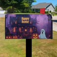 thumbnail image 3 of Evil Pumpkin Ghost Castle Purple Halloween Mailbox Covers,Magnetic 21x25.5 Inch Mailbox Wrap Water Proof Reusable Fall Welcome Post Letter Box Covers for Garden Outdoor Decorative, 3 of 4