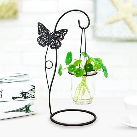 WHAMVOX  Flower Arrangement Vase Iron Crafts Planter for Decor Black