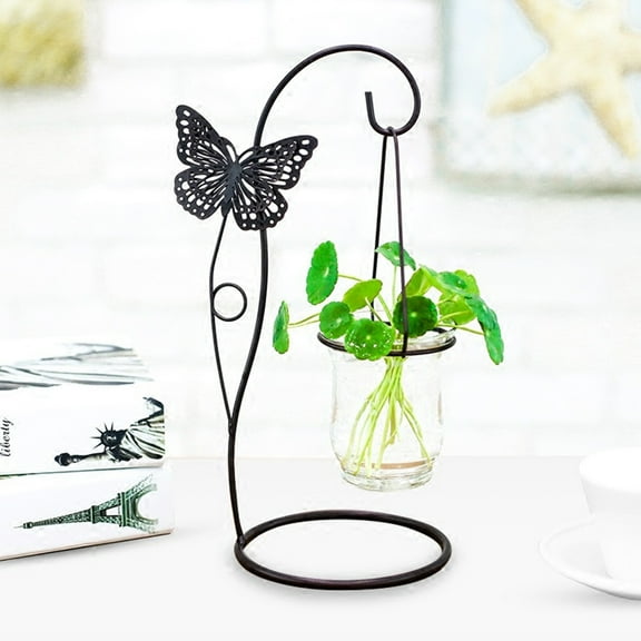 WHAMVOX  Flower Arrangement Vase Iron Crafts Planter for Decor Black