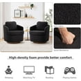 thumbnail image 4 of BISHE Swivel Accent Chair, Oversized 360° Barrel Armchair with Round Wood Base, Comfy Upholstered Lounge Chair for Living Room or Bedroom, Black-Boucle, 4 of 7