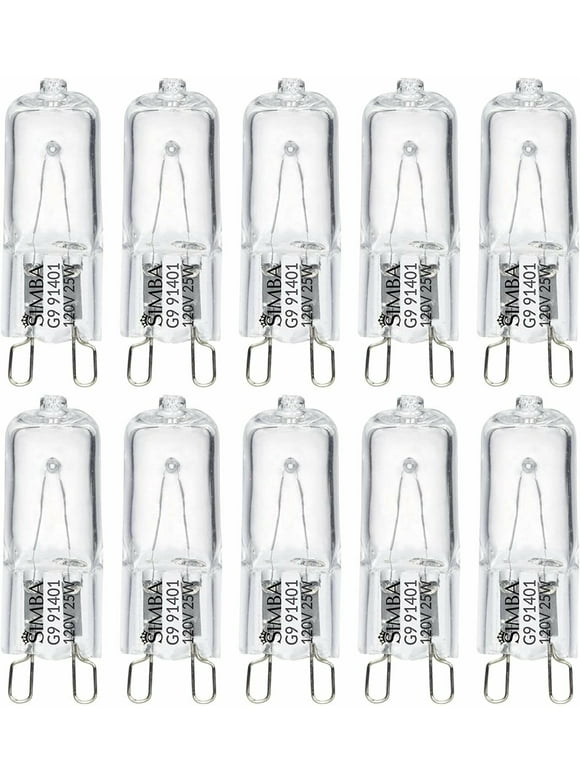 Simba Lighting Halogen Light Bulb G9 T4 25W JCD Bi-Pin 120V, Dimmable, 2700K Warm White, 10-Pack