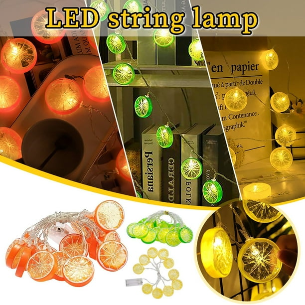 Guirnalda de Luces Led Decorativas con Forma de Limón, a Pilas, de 1,5 Metros de Largo, con 10 Luces Led para Fiestas y Decoración de Verano.
