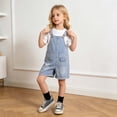 thumbnail image 6 of ZHOGXU Kids Children Girls Denim Overalls With Adjustable Straps Comfortable Lightweight Shorts With Pockets For Everyday Wear,Light Blue,15-16 Years, 6 of 6