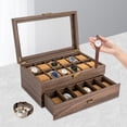 thumbnail image 3 of 24 Slots Watch Box Table Top Mens Watch Case Brown Jewelry Holder Rustic Watch Display Case with Drawer, 3 of 19