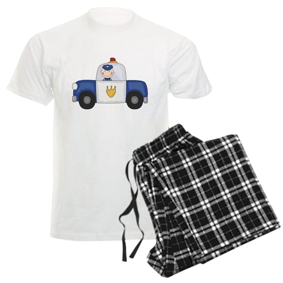 CafePress - Police Officer In Cruiser Men's Light Pajamas - Men's Light Loose Fit Cotton Pajama Set