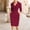A246 Wine, variant on Women's Elegant Knee Length Pencil Dress V-Neck Three Quarter Sleeve Wrap Front Surplice Neckline Bodycon Sheath Work Dress For Business Office Cocktail Party