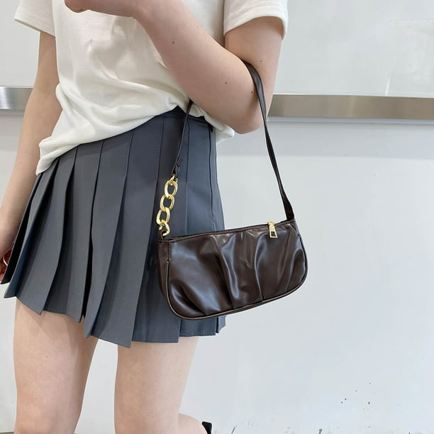 Bolso Plisado Bolso Moda mujer cadena plisada axila señoras Color sólido Mini monedero
