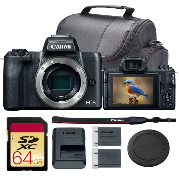 Canon EOS M50 Mirrorless Digital Camera (Body) Bundle | 24.1MP APS-C Sensor, Dual Pixel CMOS AF & 4K Video Recording | Great for Vlogging & Content Creation (2680C001) 64GB Card Battery More